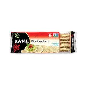 KA-ME Wasabi Rice Crackers 3.5 oz/Trays (Pack of 12) Asian Ingredients & Flavors, No Artificial Flavors, Non GMO, Great with Salmon, Cheese, Egg & Tuna Salad, Guacamole, Hummus & More