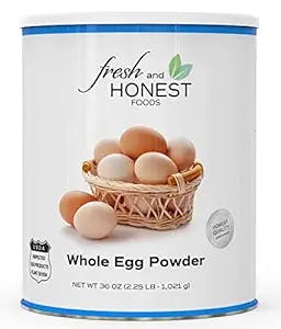 Fresh and Honest Foods Dehydrated Whole Eggs 40 OZ #10 Can (94 Servings). Up to 10+ Years Shelf Life. Perfect for Emergencies, Food Storage, Survival, Camping, and more.
