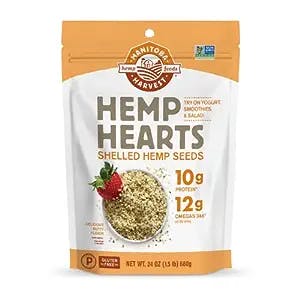 Hemp Seeds, 24 oz; 10g Plant Based Protein and 12g Omega 3 & 6 per Serving | Perfect for smoothies, yogurt & salad | Non-GMO, Vegan, Keto, Paleo, Gluten Free | Manitoba Harvest