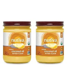 Nutiva Organic Coconut Oil with Non-Dairy Butter Flavor, 14 Ounce (Pack of 2), USDA Organic, Non-GMO, Whole 30 Approved, Vegan & Gluten-Free, Plant-Based Replacement for Butter