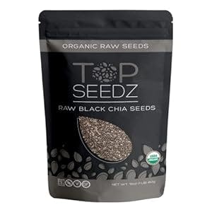 Top Seedz Certified USDA Organic Raw Black Chia Seeds | Premium Fresh and Unsalted, Black Chia Seeds | Egg Substitute, Gluten-Free, Vegan, Kosher, Keto, and Paleo | 1lb Resealable Pouch (Pack of 1)