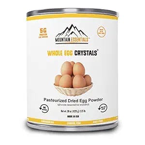 Mountain Essentials Dehydrated Whole Powdered Egg Crystals | Long Term Storage Shelf Stable | Perfect for Emergency Survival, Camping & Backpacking No Additives Pasteurized Natural 2.25 Lb 01 Can
