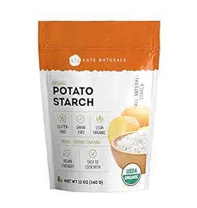 Potato Starch for Baking & Frying (12 oz) by Kate Naturals. 100% Natural & Unmodified USDA Organic Potato Starch Gluten Free for Cooking. Substitute for Organic Corn Starch Flour & Thickening Agent