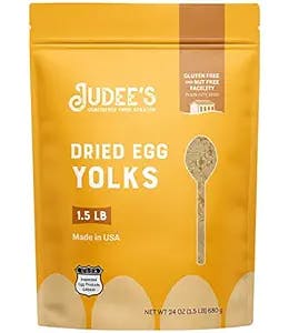 Judee's Egg Yolk Powder 1.5 lb - Pasteurized - Great for Baking and Cooking - 100% Non-GMO - Gluten-Free and Nut-Free - Great for Camping & Outdoor Use - Made in USA
