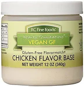 RC Fine Foods RC Hearty Foundations™ Vegan GF FlavorMatch® Chicken Flavor Base 12 oz Makes 5 Gallons of Chicken Flavored Broth Formulated Gluten Free Plant Based Pareve No Meat Dairy or Egg Products