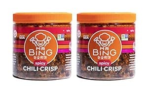 Mr Bing Chili Crisp - Delicious & Flavorful Chili Oil- Made in USA Chili Paste Hot Sauce - Gluten Free, Vegan, No MSG - Pack of 2 Spicy (7 oz.) Jars