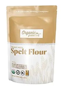 Organic Grains Organic Spelt Flour - 3 lbs. (48 oz.) - Easy to Use Resealable Spelt Flour For Baking and General Baking Flour & Perfect as Organic Bread Flour - Non GMO, Kosher, Vegan Organic Flour