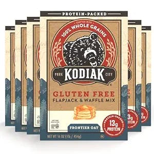 Kodiak Cakes Gluten Free Protein Pancake Mix - Flapjack and Protein Waffle Mix - 100% Whole Grain Gluten Free Waffles - Frontier Oat Breakfast Pancake, Waffle & Baking Mixes - 16 Ounce (Pack of 6)