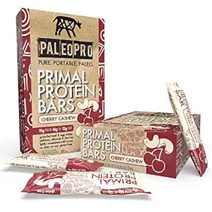 PaleoPro Primal Protein Bars, Cherry Cashew + Chia Seeds, Keto Protein Bars, Gluten-Free, No Dairy, No Whey, No Soy, From Pastured Grass-fed Beef, non-GMO Egg White Protein, Almonds, Cashews, 12-Pack