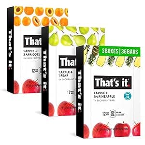 That's it. (36 Count) Variety Pack | Apricot, Pear, and Pineapple Flavors | 100% Natural Real Fruit Bars Plant-based, Vegan, Gluten-free, No Added Sugar, Top 12 Allergen Free