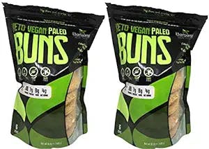 Keto Vegan Paleo Buns (Pack of 2) 12 buns in total. Only 4 net grs of carbs and 15 grs of healthy fat per bun. No eggs nor Dairy. Gluten Free and grain free. No Gums. 100% Natural.