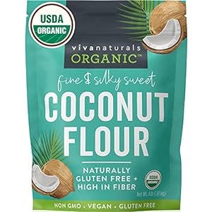 Organic Coconut Flour (4 lbs) - Gluten Free Flour Substitute for Keto, Paleo and Vegan Baking, Low Fat and Fiber-Rich Coconut Baking Flour, Non-GMO, Unbleached and Unrefined, 1.81 kg