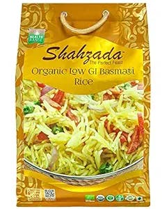 Shahzada Diabetic Friendly, Specially Processed Basmati Rice 10 lbs | Low G.I. Index Value, 100% USDA ORGANIC Certified Rice, Extra Long Grain, Vegan NON-GMO, Vegan, Gluten, Soy, Egg Free, Resealable Zip-Lock Bag to Seal Freshness-Tradition of Quality |10 Pound Packing – 160 Oz