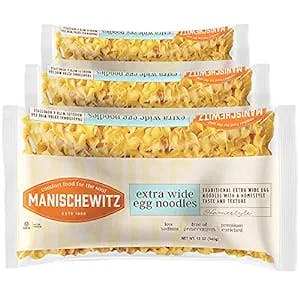 Manischewitz Traditional Extra Wide Egg Noodles 12oz (3 Pack), Homestyle Taste & Texture, Premium Enriched, Low Sodium, No Preservatives