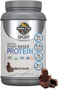Garden of Life Organic Vegan Sport Protein Powder, Chocolate, Probiotics, BCAAs, 30g Plant Protein for Premium Post Workout Recovery, NSF Certified, Keto, Gluten Free, Made Without Dairy, 19 Servings