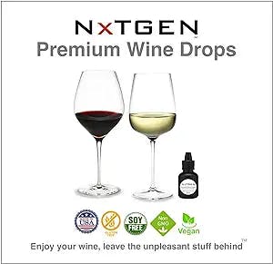 NXTGEN Premium Wine Drops | Gum Arabic Wine fining solution | Helps Eliminate Wine Headaches | Reduces Tannins & Sulfites | Vegan Formulation NO Egg Product | Quick, Easy & Highly Effective- 4 Pack