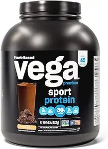 Vega Sport Premium Vegan Protein Powder Mocha (45 Servings) 30g Vegan Protein, 5g BCAAs, Low Carb, Keto, Dairy Free, Gluten Free, Non GMO, Pea Protein for Women & Men, 4.3 lbs (Packaging May Vary)