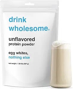 drink wholesome Unflavored Egg White Protein Powder | Easy to Digest & Gut Friendly | All Natural Ingredients | Minimally Processed | Dairy Free | No Additives, No Lactose | 20g Protein