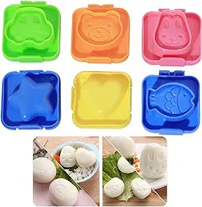 6PCS Cartoon Cute Boil Egg Mold & Sushi Mold Rice Shaper for Kids Lunch Bento and Home DIY