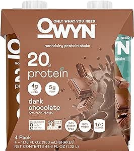 OWYN - 100% Vegan Plant-Based Protein Shakes | Dark Chocolate, 12 Fl Oz (Pack of 4) | Dairy-Free, Gluten-Free, Soy-Free, Tree Nut-Free, Egg-Free, Allergy-Free, Vegetarian