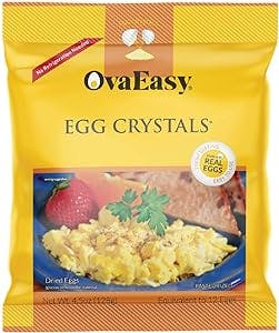 OvaEasy Dehydrated Egg Crystals – 4.5oz. (128g) Bag – Powdered Eggs Made From All-Natural Ingredients – Easy-To-Prepare Egg Powder – Dehydrated Food Perfect for Camping & Backpacking