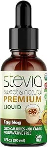 Eggnog Premium Quality STEVIA Drops | Organic Liquid STEVIA Sweetener | Best Sugar Substitute | 100% Pure Extract | All Naturally Sweet | Non Bitter,0 Calorie, Non-GMO, Diabetic & Keto Friendly (1oz)