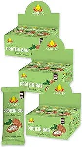 Amrita Chocolate Maca Vegan Protein Bars (36 bars) | Peanut Free, Soy Free, Gluten Free | High Fiber Meal Replacement Bar, Healthy Snacks | Paleo Snack, Dairy Free, Plant Based Energy Bars | No Sugar Alcohol