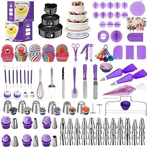 Cake Decorating Supplies 471pcs, Baking Tools Set for Cakes，Cake Turntable, Piping Icing Tips for Beginners or Professional